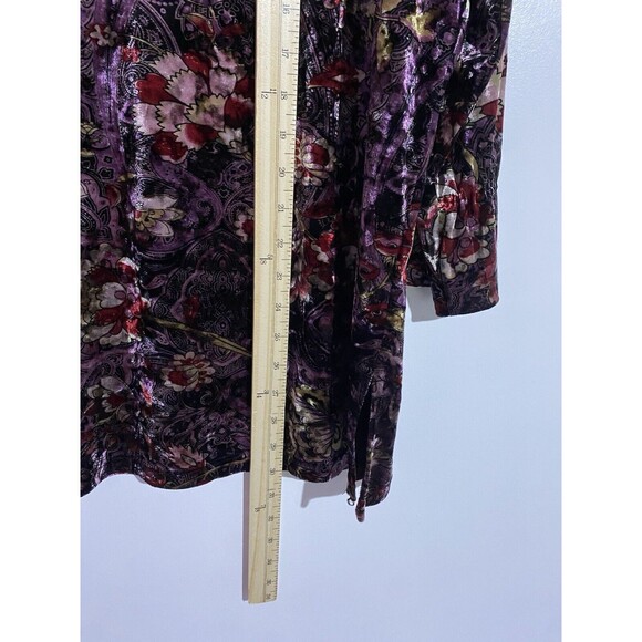 Velvet Burnout Blouse Top 1X Purple Floral Whimsigoth Fairygrunge Boho Feminine - Picture 9 of 10